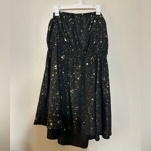 Women's Plus Size Stretchy Tube Top Mini Black Star Print Skater Dress Size 2-3X